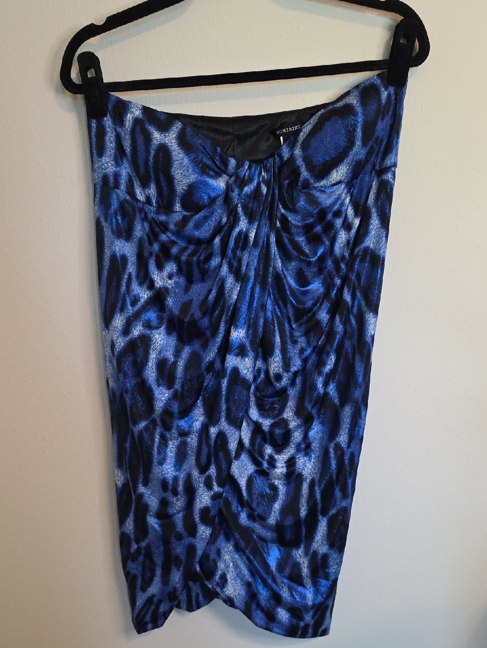 Mikibiki Blue and Black Leopard-Print Mini Dress